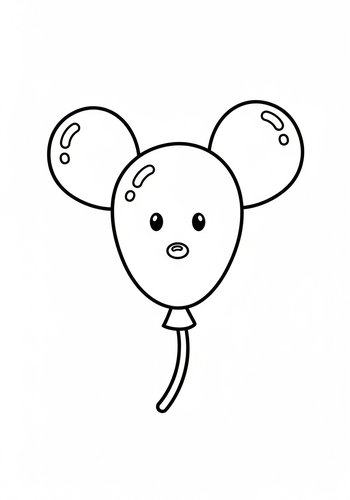 Cute Mouse Balloon Coloring Page For Kids