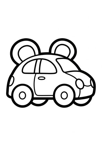 Cute Mouse Car Coloring Page For Kids
