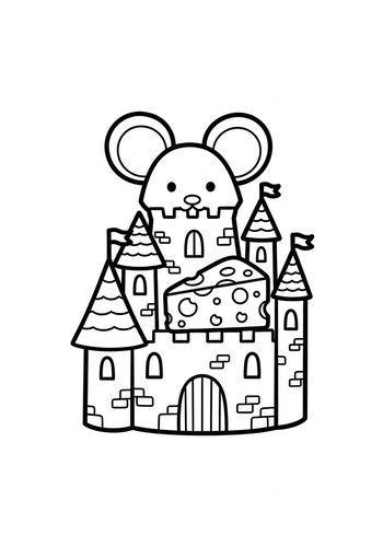 Cute Mouse Castle Coloring Page For Kids