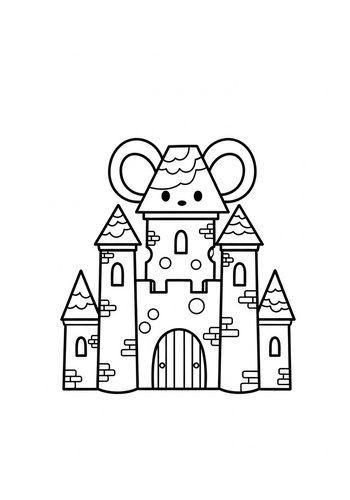 Cute Mouse Castle Coloring Page For Kids