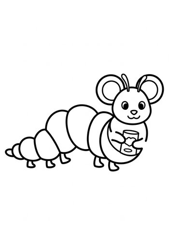 Cute Mouse Caterpillar Coloring Page
