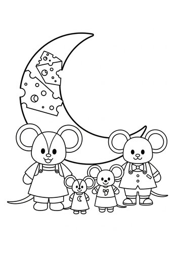Cute Mouse Family Coloring Page