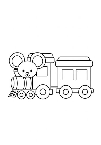 Cute Mouse Train Coloring Page For Kids