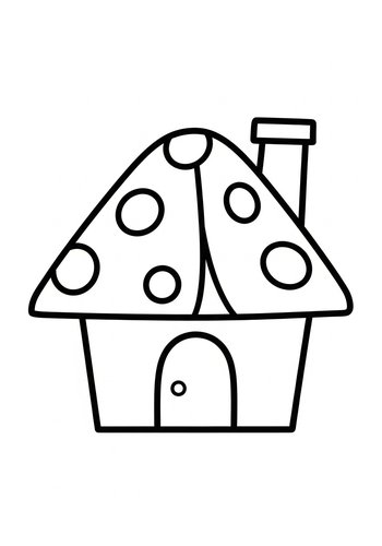 Cute Mushroom House Coloring Page