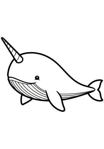 Cute Narwhal Coloring Page - Printable Fun