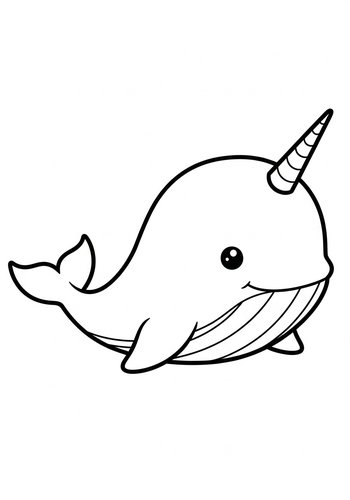 Cute Narwhal Coloring Page For Kids