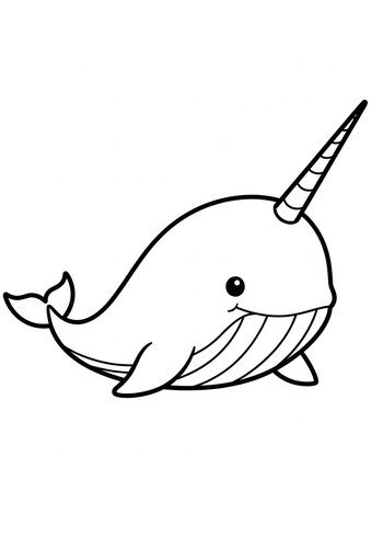 Cute Narwhal Coloring Page For Kids