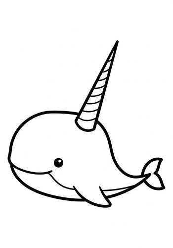Cute Narwhal Coloring Page For Kids