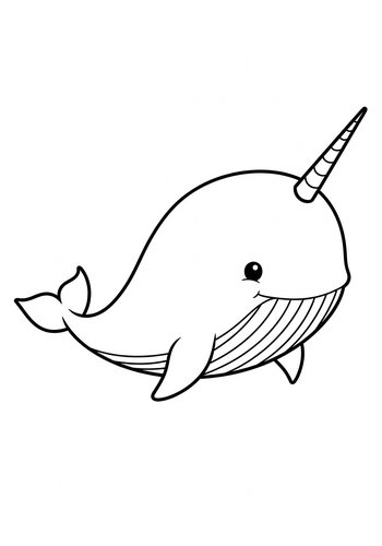 Cute Narwhal Coloring Page For Kids