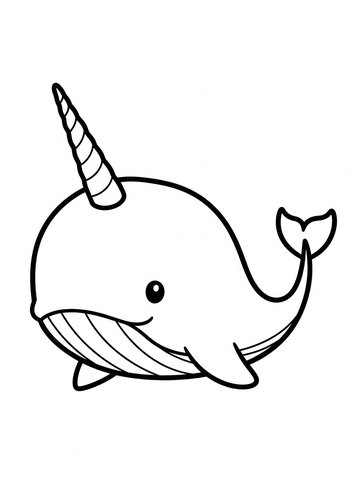 Cute Narwhal Coloring Page Fun