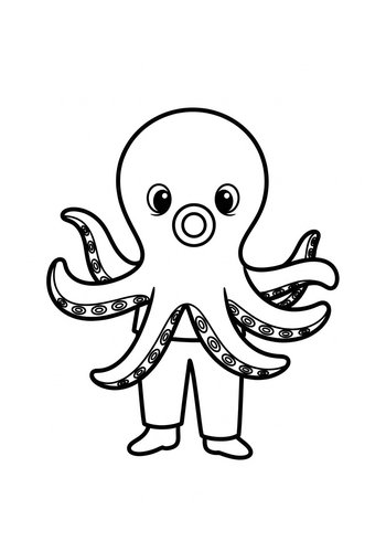 Cute Octopus Coloring Page For Kids