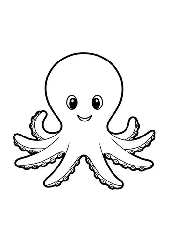 Cute Octopus Coloring Page For Kids