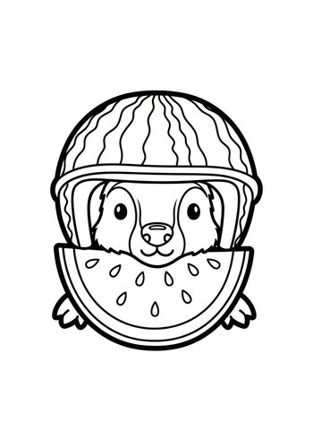 Cute Otter With Watermelon - Coloring Fun