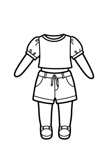 Cute Outfit Coloring Page For Kids