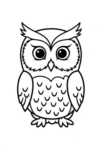Cute Owl Coloring Page For Kids