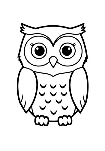 Cute Owl Coloring Page For Kids