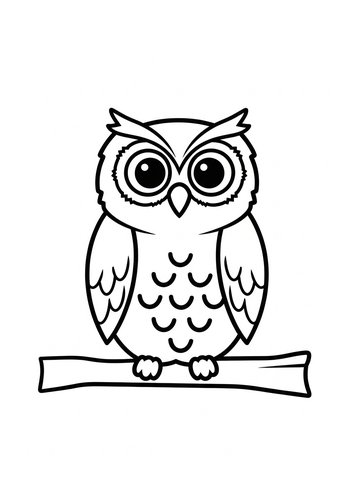 Cute Owl On Branch Coloring Page