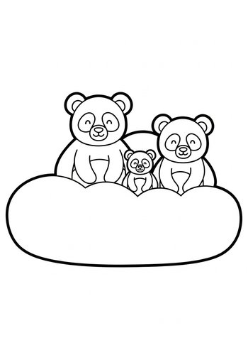 Cute Panda Family Coloring Page