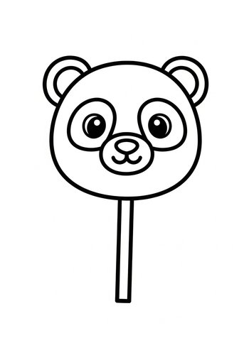 Cute Panda Lollipop Coloring Page