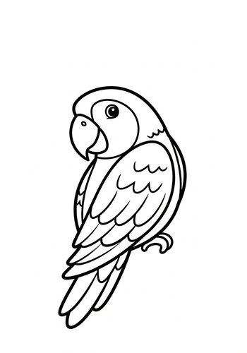 Cute Parrot Coloring Page For Kids