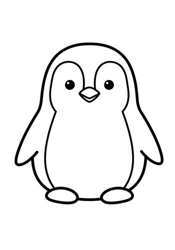 Cute Penguin Coloring Page For Kids