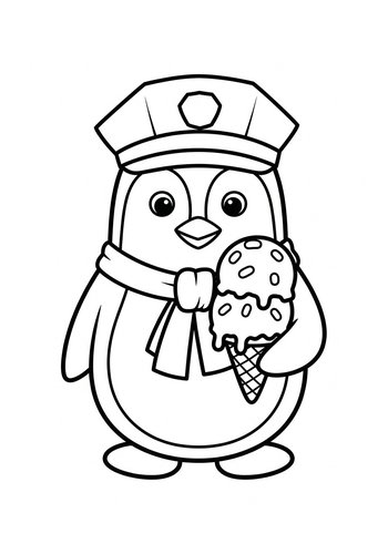 Cute Penguin Police Coloring Page