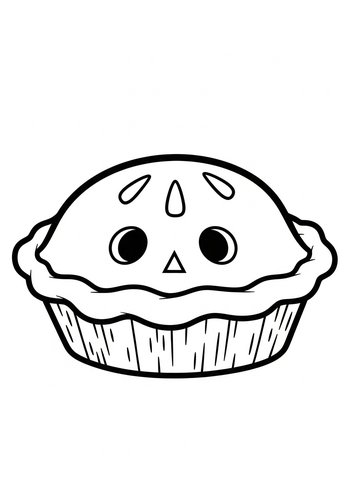 Cute Pie With A Face Coloring Page