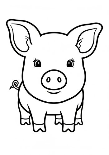 Cute Pig Coloring Page For Kids