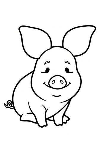 Cute Pig Coloring Page For Kids