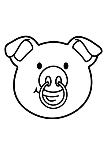 Cute Pig Face Coloring Page