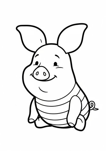 Cute Piglet Coloring Page For Kids