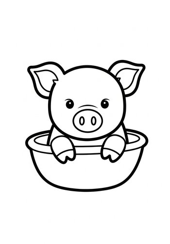 Cute Piglet In A Tub Coloring Page