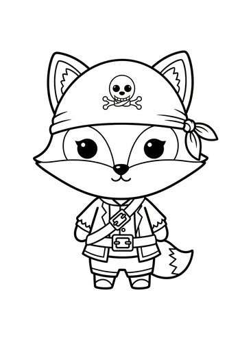 Cute Pirate Fox Coloring Page