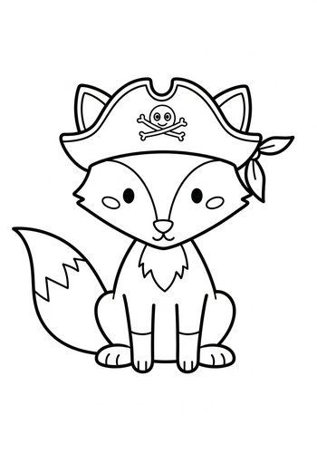 Cute Pirate Fox Coloring Page