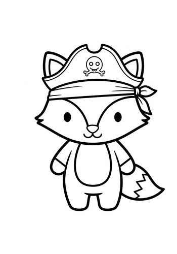 Cute Pirate Fox Coloring Page