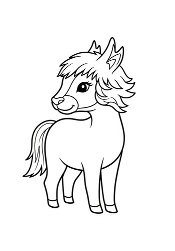 Cute Pony Coloring Page For Kids