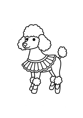 Cute Poodle Coloring Page For Kids