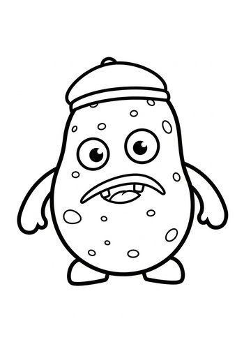 Cute Potato Character Coloring Page