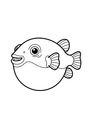 Cute Pufferfish Coloring Page For Kids