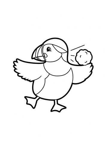 Cute Puffin Coloring Page For Kids