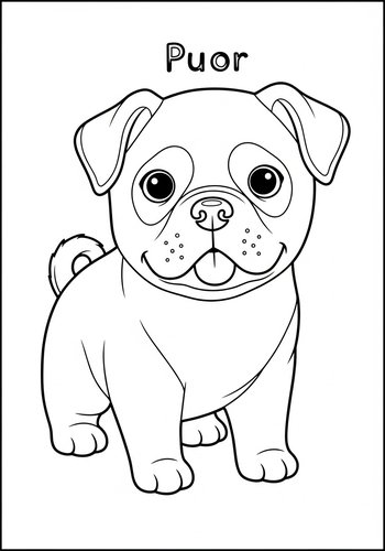 Cute Pug Coloring Page: Puor The Pup