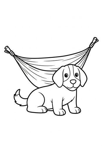 Cute Pup In Hammock Coloring Page