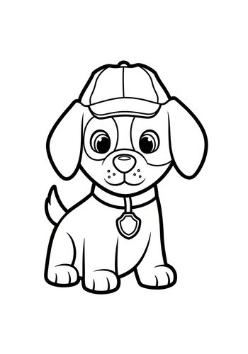 Cute Puppy Coloring Page For Kids