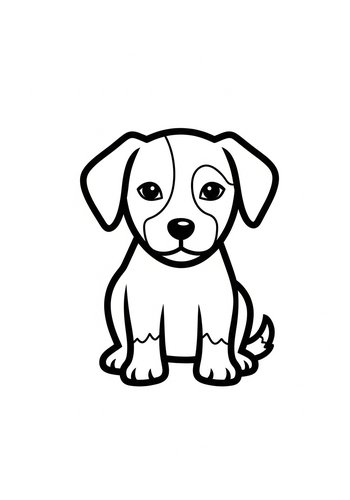 Cute Puppy Coloring Page For Kids