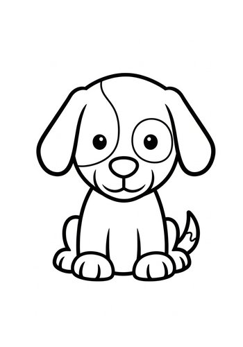 Cute Puppy Coloring Page For Kids