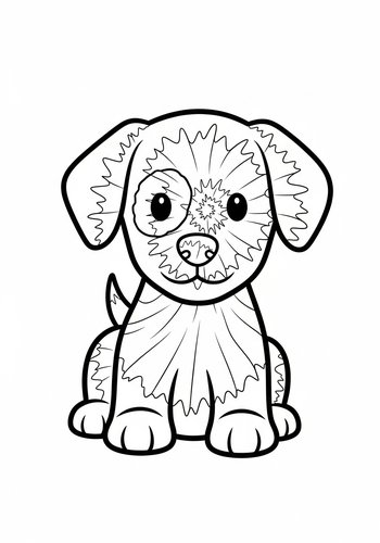 Cute Puppy Coloring Page For Kids