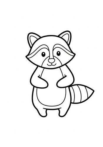 Cute Raccoon Coloring Page For Kids