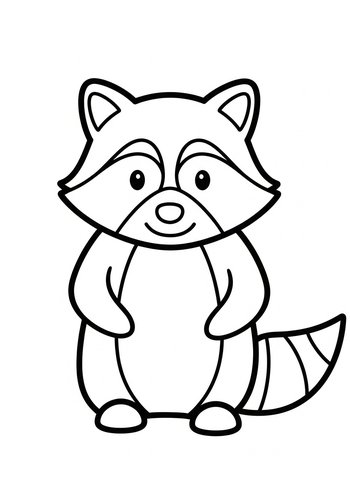 Cute Raccoon Coloring Page For Kids
