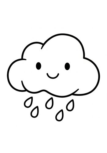 Cute Rainy Cloud Coloring Page