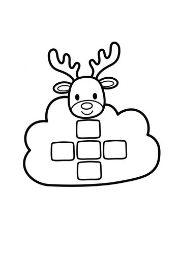 Cute Reindeer Cloud Coloring Page
